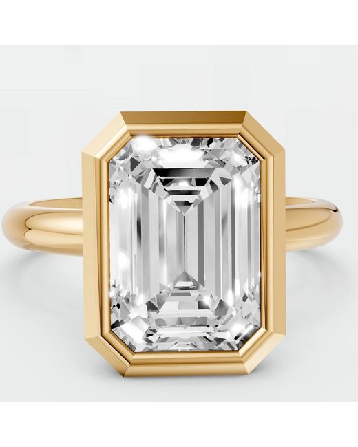 Aya Fine Jewelry White Minimalist 3.01 Ct Emerald Cut Lab Diamond Solitaire Promise Ring