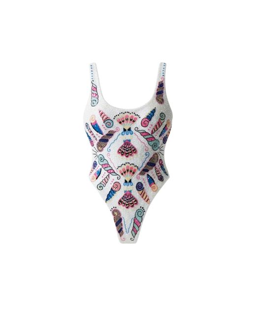 Oceanus Oceanus X Zandra Rhodes Dreamshell Swimsuit in White | Lyst UK