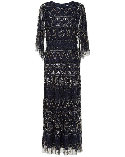 Frock and Frill Black Mahonia Embellished Cape Sleeve Midaxi Dress