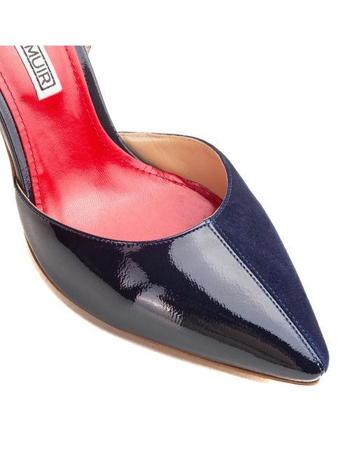 Rosamund Muir London Blue Augusta Duo-Texture Slingback Heels