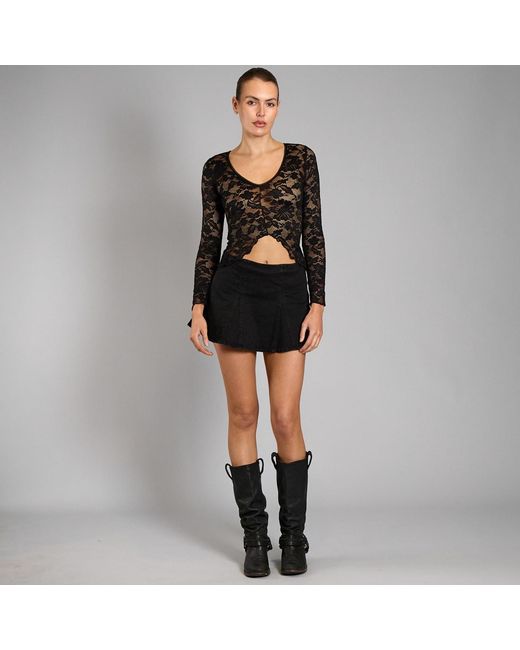 Love and Nostalgia Black Kelly Denim Flip Skirt