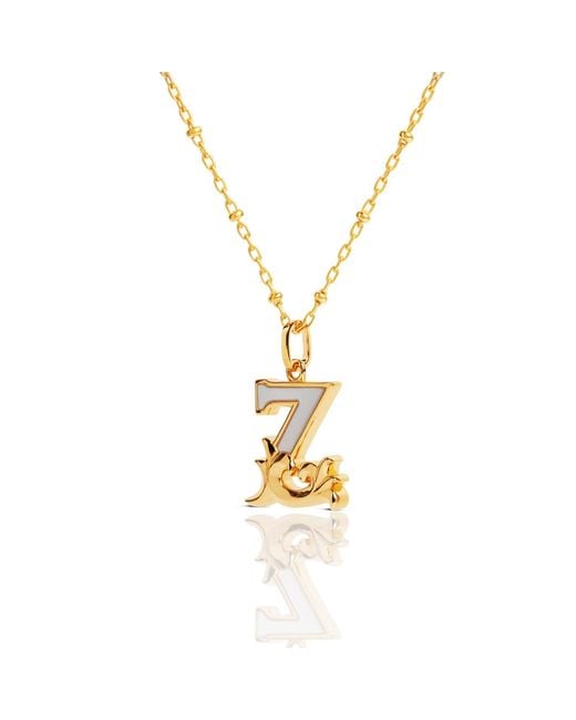 Kasun Metallic Plated Z Initial Necklace With Mother Of Pearl