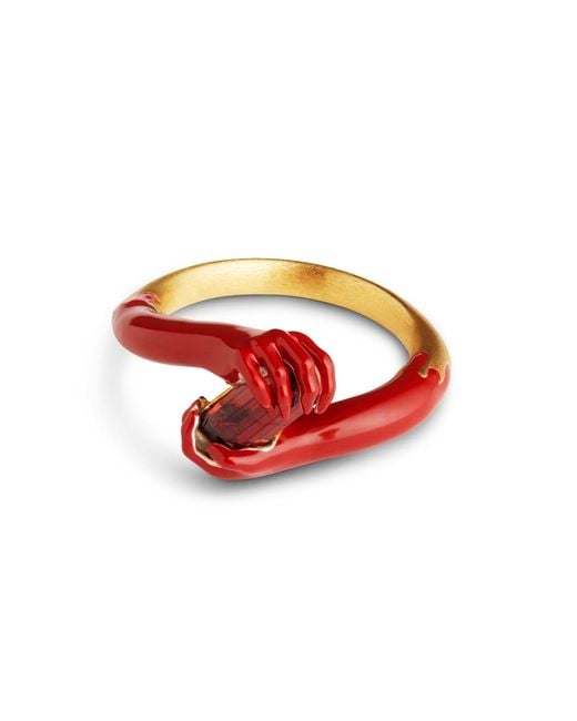 Kasun Red Love On Your Hand – Enamel & Mozambique Garnet