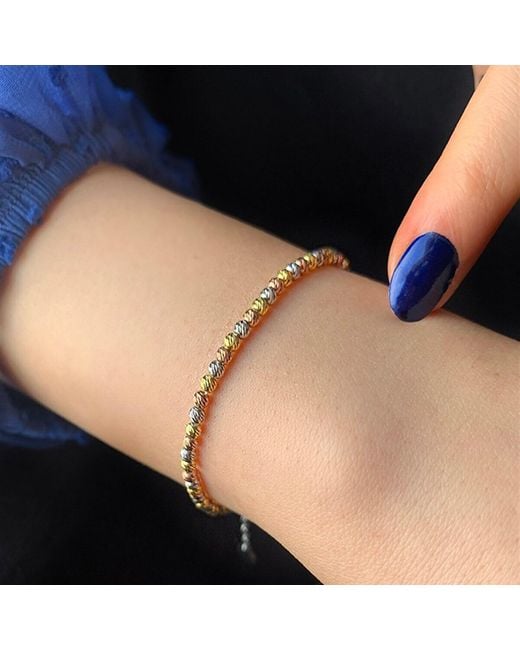 Spero London Metallic Beaded Three Rose Sterling Handmade Bracelet