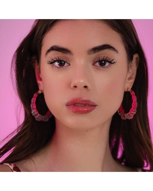 Gold & Honey Pink Bamboo Illusion Hoop Earrings