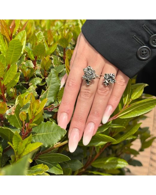 Unaloe Metallic Sterling Rose Cluster Ring For – Sculptural Floral Statement Jewelry