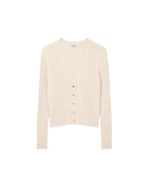 Loop Cashmere Natural Neutrals Cashmere Wide Rib Cardigan