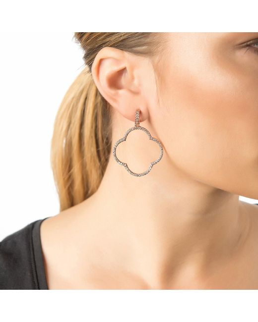 Latelita London Metallic Open Clover Large Drop Earrings Cz
