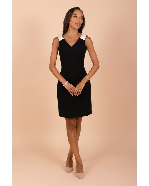 Santinni Black Elise Wool Dress With Silk Bows