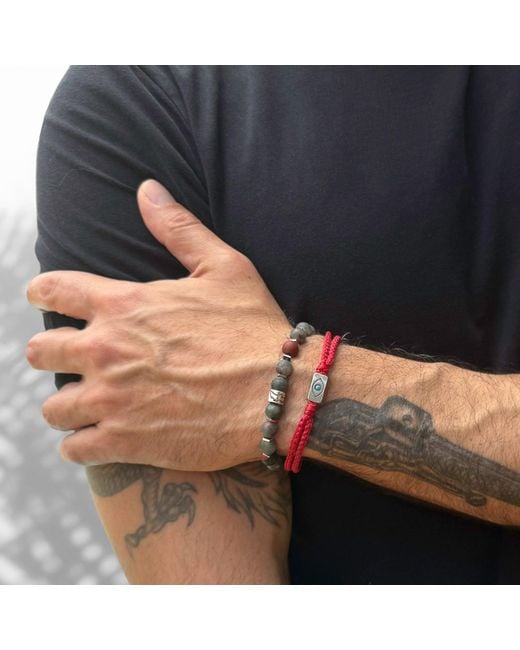 Ebru Jewelry Brown Sterling Evil Eye Charm Rope Hope Bracelet for men