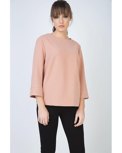 Conquista Pink Rose Boat Neck Top By Fashion