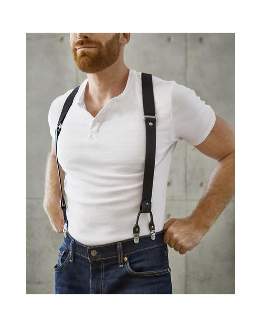 Badass & Goddess Leather Black Leather Front Suspenders for men