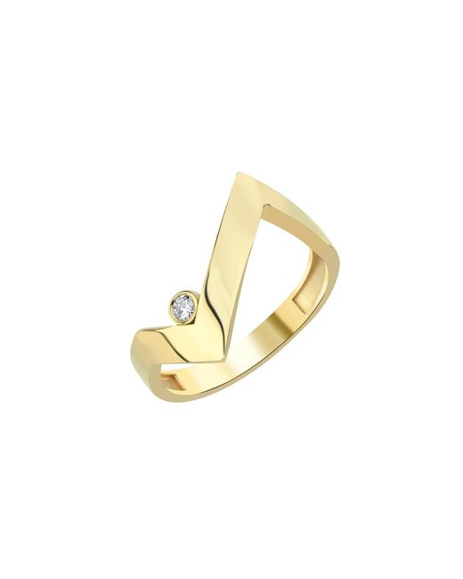 Dime Tribe Metallic Zigzag-Shaped Diamond Detailed Ring