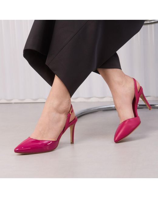 Rosamund Muir London Pink Augusta Fuchsia Duo-Texture Slingback Heels