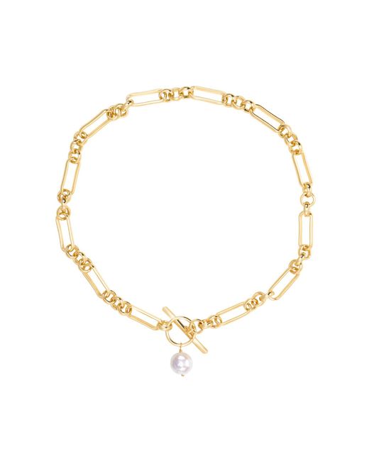 Arctic Fox & Co. Metallic Molten Chunky Chain Pearl Necklace