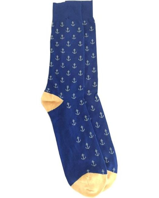 Lazyjack Press Blue Anchorman Socks for men