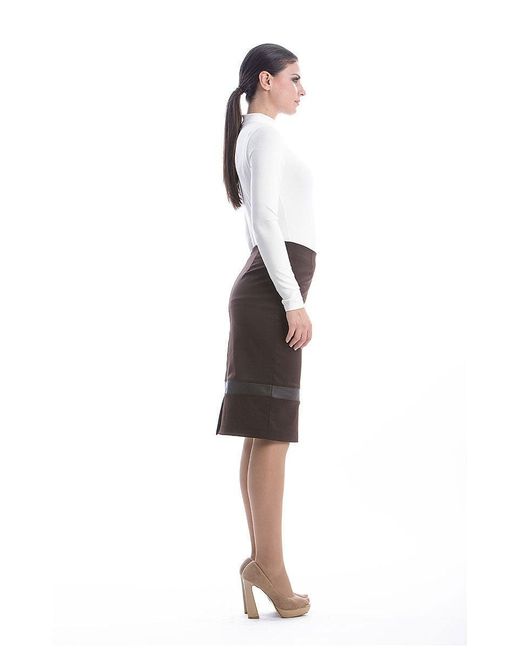 Conquista Brown Classic Straight Skirt