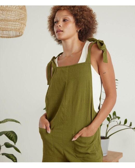 Known Supply Green Tie Top Gauze Romper