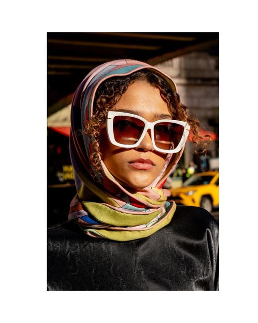 Jessie Zhao New York Pink Neutrals Double Sided Wool Silk Triangle Of Color Recombination