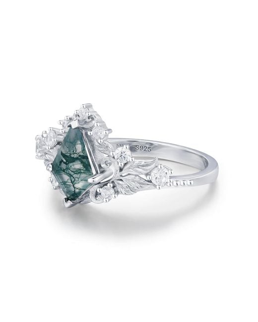 Azura Jewelry New York Blue Regal Tiara Moss Agate Ring Vermeil