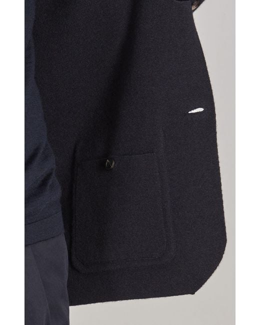 Paul James Knitwear Blue Lightweight Merino Cashmere Federico Knitted Blazer for men