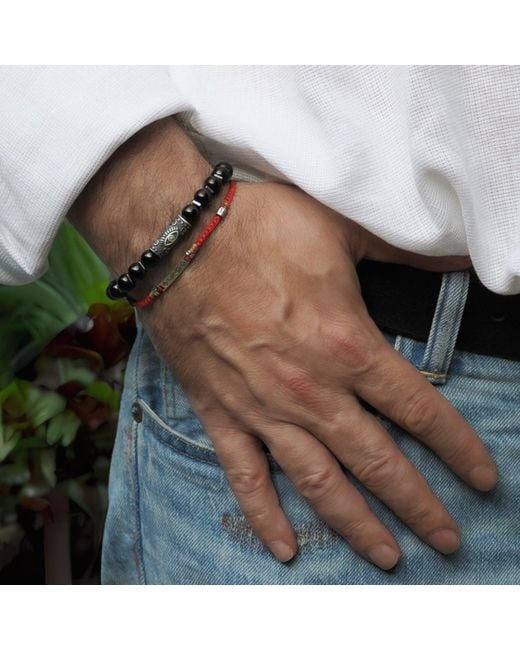Ebru Jewelry Red Sterling Spiritual Symbols Woven Hope Braided Bracelet for men
