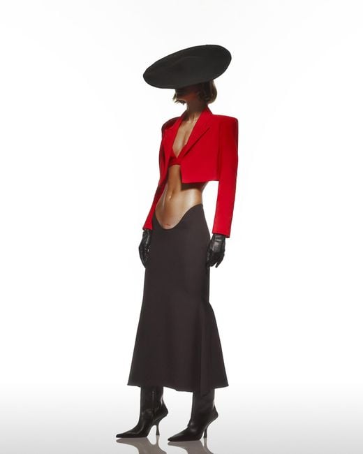 Maison sél Red Cropped Woven Jacket –