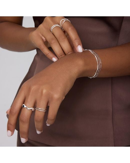 Vanhi Metallic Vica Fluid Wave Chunky Band Ring