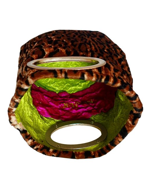 Romer Millinery Green Morphy Moldable Leopard Print Velvet Clutch With Handles