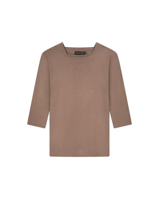 Rave on Trend Brown Square Neck Ribbed Tee