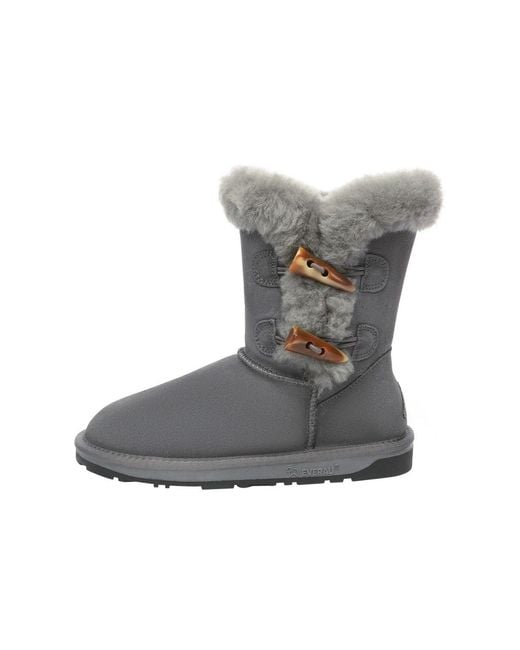 EverAu Australia Gray Stork Horn Toggle Button Short Boots