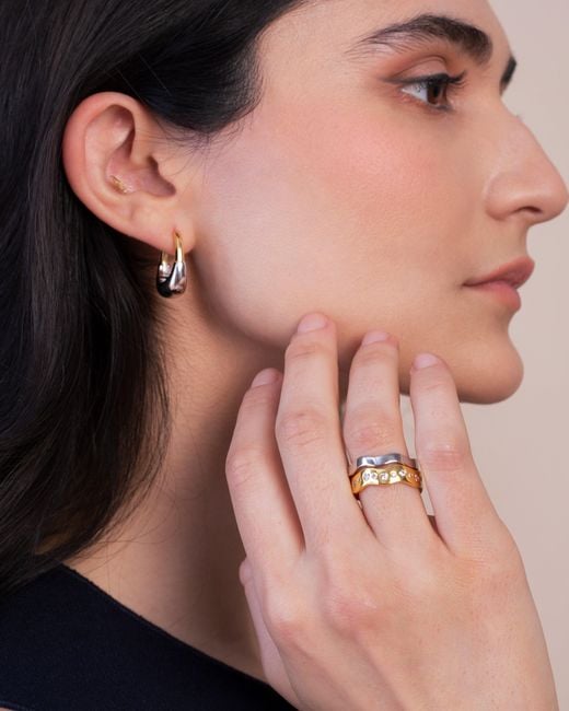 Zynnia Collective Metallic Wave Ring Set