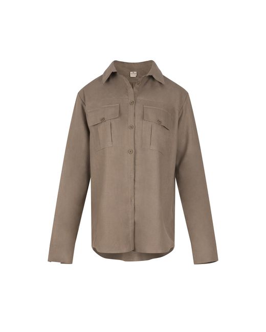 Gunda Hafner Ltd Gray Neutrals Khaki Linen Safari Shirt