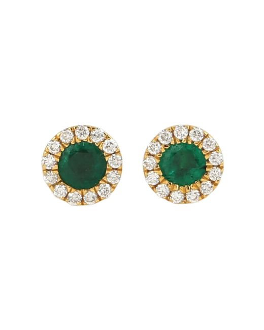 Artisan 18k Yellow Gold Natural Emerald Minimal Stud Earrings