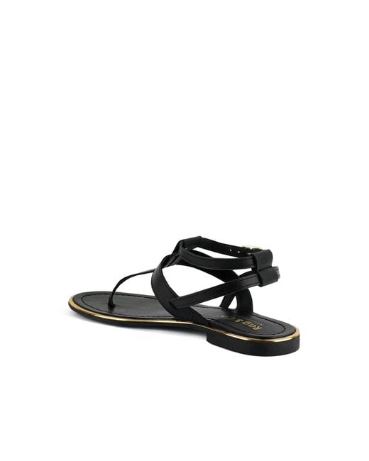 Rag & Co Black Irene Flat Thong Sandals By Rag & Co