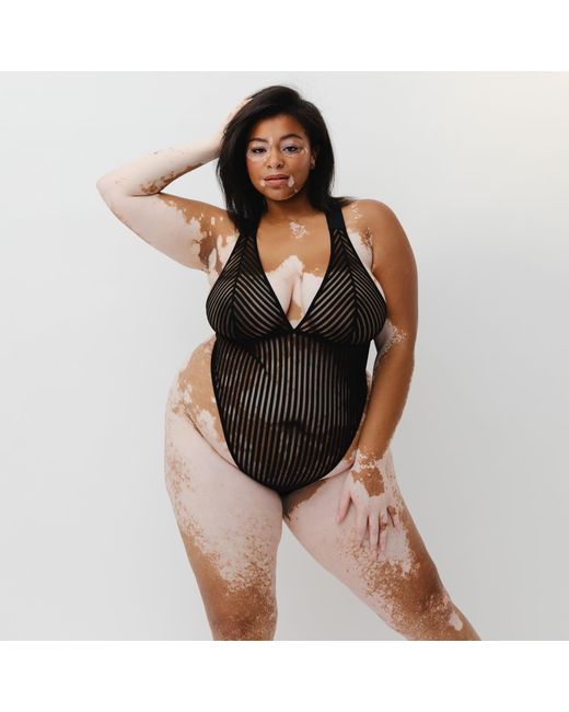 MONIQUE MORIN LINGERIE Black Vertigo X Back Bodysuit