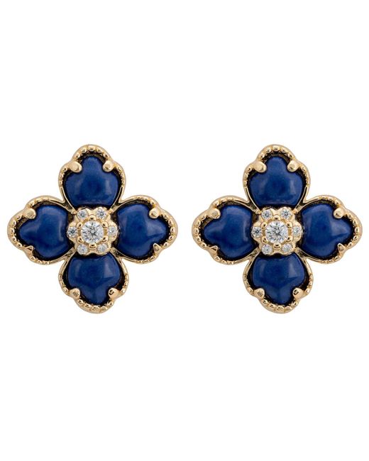 Latelita London Blue Flower Clover Lapis Lazuli Stud Earrings
