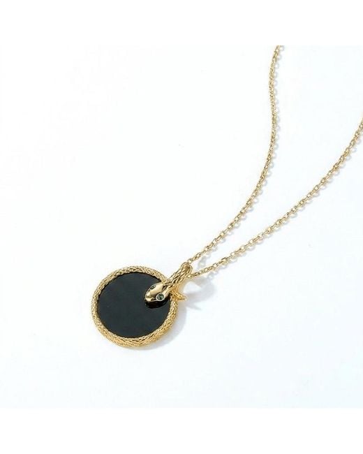 Ormiro Metallic Ouroboros Serpent Onyx Necklace