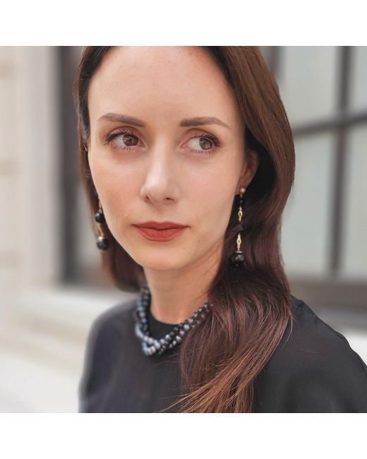 Farra White Obsidian Dangle Earrings
