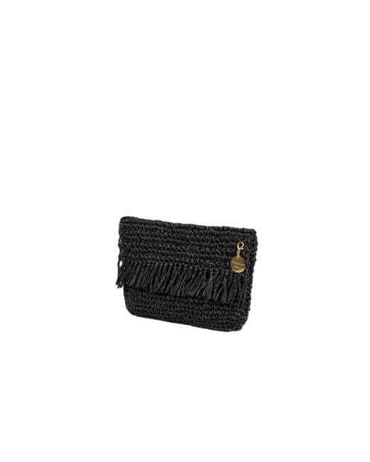 Springmoonatelier Black Mini Paper String Crocket Handbag