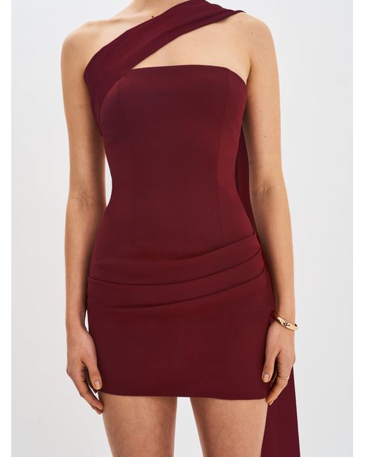 Miss Circle New York Red Ovelia Crimson Satin Ribbon Strapless Mini Dress
