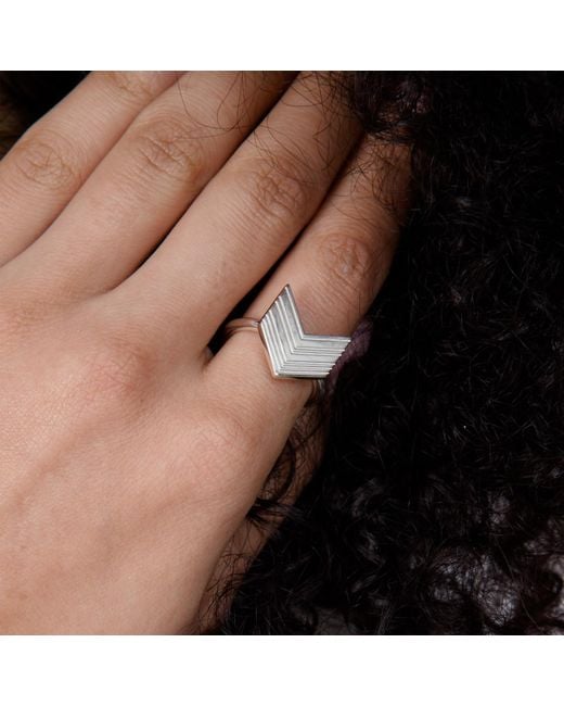 Lucy Quartermaine Metallic Art Deco Arrow Ring
