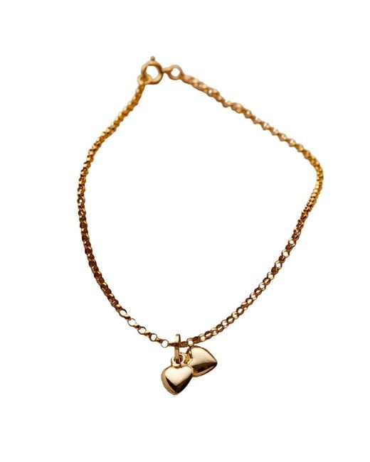 Posh Totty Designs Metallic 9Ct Double Heart Charm Bracelet