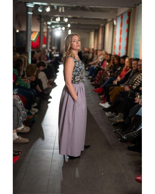 BEIRA Purple Anna Full-Length Lilac Pleated Cotton Skirt