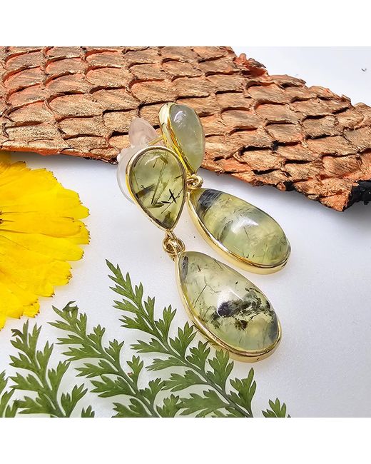Farra Green Teardrop Prehnite Drop Earrings