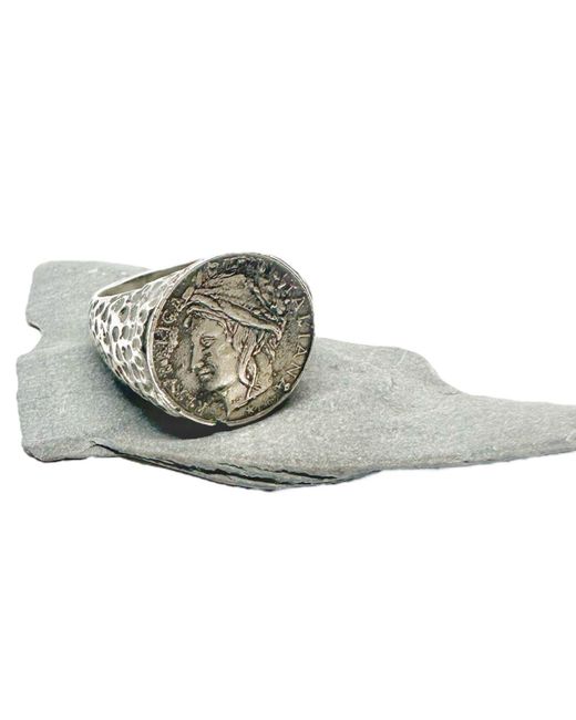 Tg-Jewellery by Tamara Gervasio Multicolor Roman Lira Coin Signet Ring – Sterling Artisan Design for men