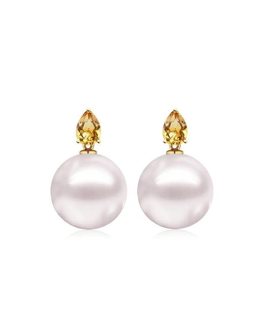Kai Fine Jewelry Metallic Solid Natural Citrine & Freshwater Pearls Venus Tears Convertible Drop Earrings