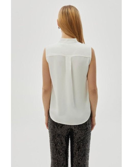 Exquise Gray Neutrals Regular Lace Trim Sleeveless Brenda Blouse