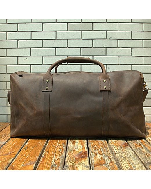 Touri Brown Genuine Leather Holdall Luggage Bag for men