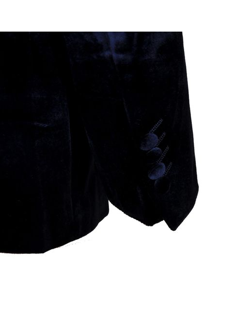 DAVID WEJ Blue Maison Velvet Double Breasted Blazer for men